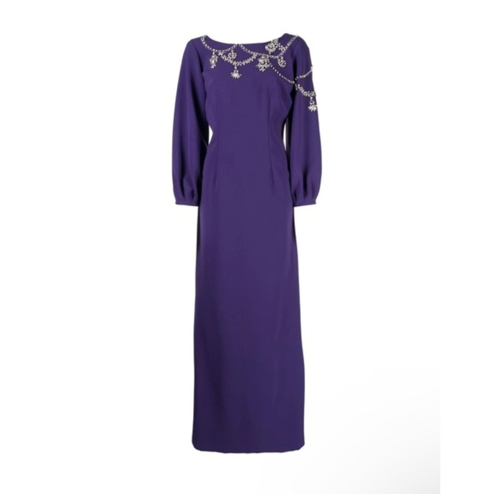 Sachin & Babi NEW Giselle Crepe Embellished Gown Amethyst Purple $1,095 Size 2 - Picture 3 of 13